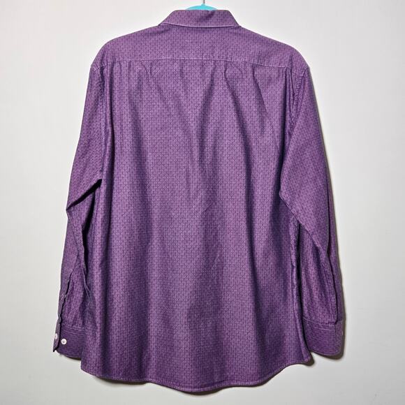 Penguin Heritage Purple Dot/Diamond Pattern Slim Fit Button-Up Shirt - 16/32-33 - Picture 2 of 5
